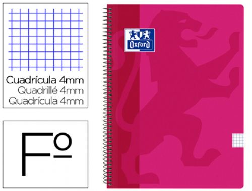 Caderno espiral oxford school classic capa polipropileno folio 80 folhas quadricula 4 mm com margem fucsia , Oxford , 154754 , 8412771016838